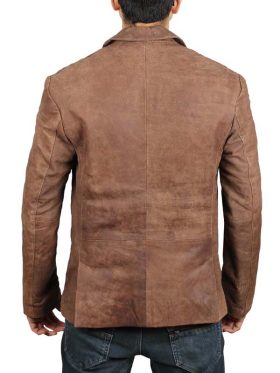 Mens Brown Lambskin Leather Blazer