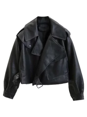 Women’s Oversized Black Leather jacket