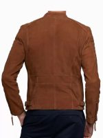 Mens Express Brown Suede Biker Leather Jacket