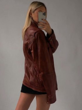 Women 90’s Oversize Distressed Brown Jacket