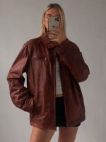 Women 90’s Oversize Distressed Brown Jacket