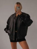 Women’s Black Bomber Oversize Jacket