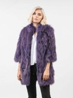 Women Real Fox Fur Fashion Purple Color Jacket