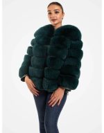 Fashion Real Fox Fur Green Jacket For Women