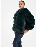 Fashion Real Fox Fur Green Jacket For Women