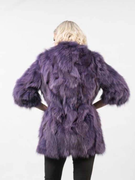 Women Real Fox Fur Fashion Purple Color Jacket