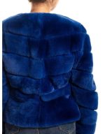 Women Fashion Real Fox Fur Blue Jacket