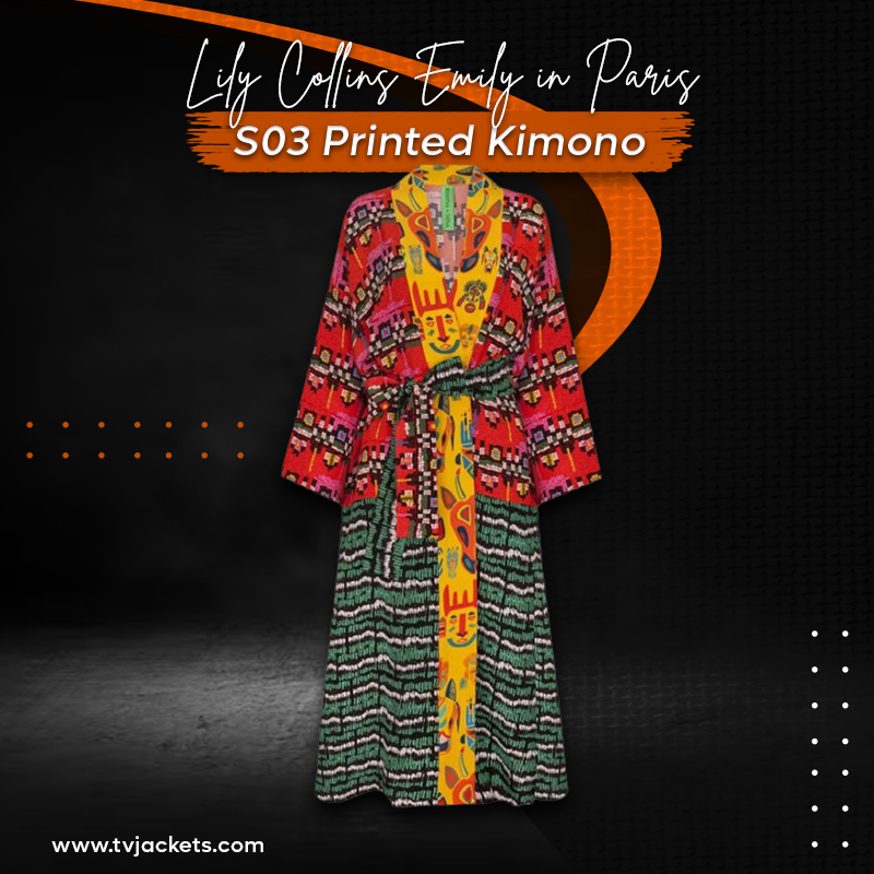 Lily Collins Emily in Paris S03 Printed Kimono