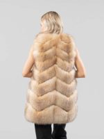 Beige Diagonal Fox Fur Vest For Women