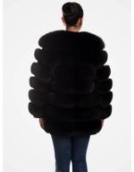 Women Real Fox Fur Black Jacket