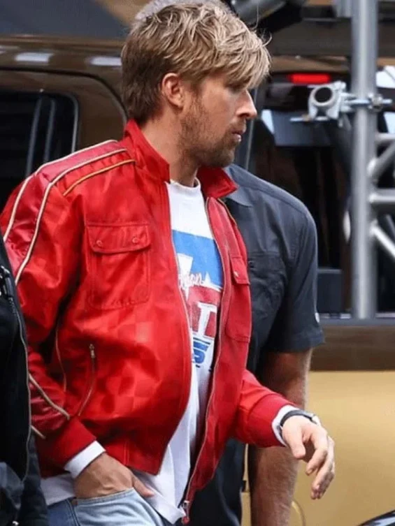 The Fall Guy 2024 Red Leather Jacket